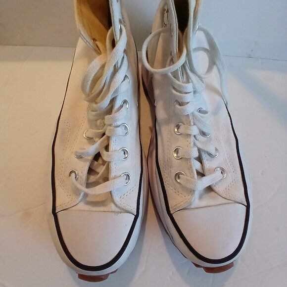 Converse White High Tops Canvas Run All Stars Sneakers  8.5 Men - Picture 4 of 8